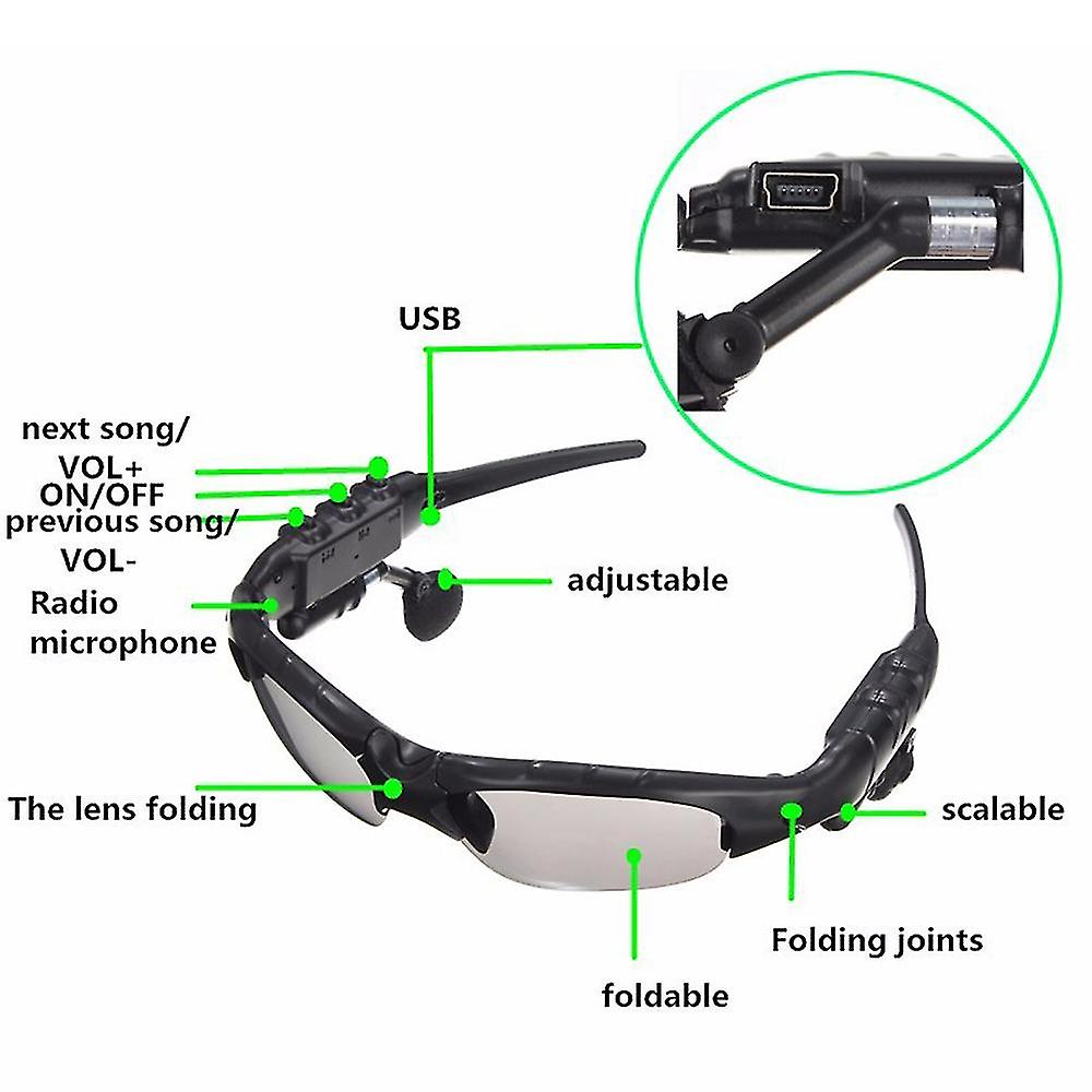 Wireless Bluetooth Sunglasses with Built-in Headset